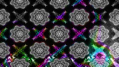 Vadinin çiçekleri siyah renklerde. Çiçekler. Soyut etnik raster çizim kalıbı.