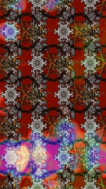 Küçük çiçekteki sevimli çiçek deseni. Kahverengi renkli çiçekler. Raster illüstrasyonu.