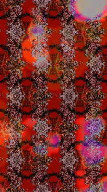 Kahverengi renklerde. Raster illüstrasyonu. Çiçek buketleriyle klasik tarzda eskiz deseni.