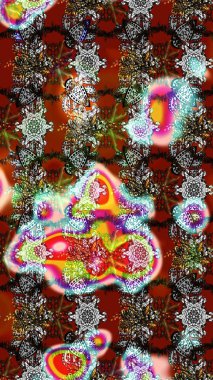 Kahverengi renkli güzel bir tekstil. Raster illüstrasyonu. Suluboya çiçekli çiçek deseni.