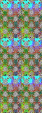 Çiçeklerle suluboya desenli çiçek deseni. Yeşil ve gri renkte güzel bir tekstil. Raster illüstrasyonu.