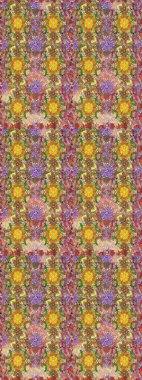 Kahverengi renkli çiçekler. Raster illüstrasyonunda kusursuz çiçek deseni. Renkli Yaz Temalı Kusursuz Arkaplan. Düz Çiçek Elementleri Tasarımı.