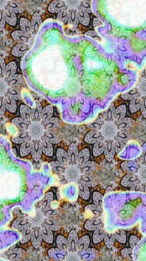 Tarafsız renklerde parlak çiçekli halı eşkali..