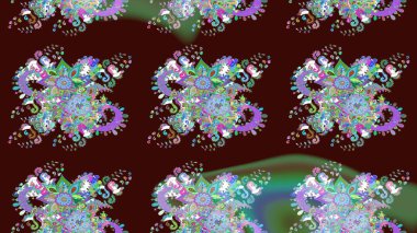 Raster illüstrasyonu. Kahverengi renkli güzel bir tekstil. Suluboya çiçekli çiçek deseni.