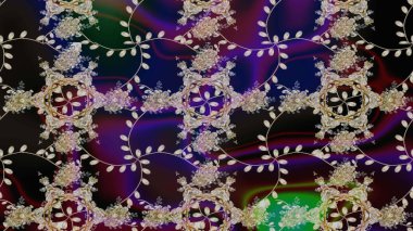 Asya tekstil tarzında. Çiçek desenli çizim. Gri renkli çiçekler. Raster illüstrasyonu. Raster illüstrasyonu.