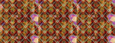 Çiçekli ipek eşarp. El çizimi çiçek unsurları olan soyut çizim raster deseni. 1950-1960 motifleri. Retro tekstil tasarım koleksiyonu. Kahverengi üstüne kahverengi.