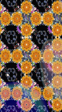 Küçük renkli çiçekler. Robot resim. Küçük çiçekte güzel bir desen. Moda baskıları için zarif bir şablon. Çiçekli yaz çiçekleri. Motley illüstrasyonu.