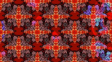 Çiçek desenli eskiz, yaz çiçekleri. Renkli Bahar Teması eskiz kalıbı. Kırmızı renkte çiçekler. Düz Çiçek Elementleri Tasarımı.