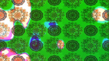 Raster illüstrasyonu. Yeşil renkli çiçekler. Çizim çiçek deseni duvar kağıdı için kullanılabilir.