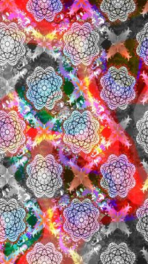 Raster illüstrasyonu. El çizimi. Çiçekli, yapraklı, çiçek desenli çizim..