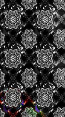 Hediye ambalaj kağıdı, tebrik kartları, posterler ve pankart tasarımı. Raster düz çiçek çizim deseni. Siyah renkte çiçekler.