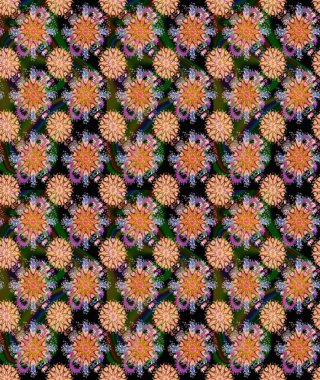 Güzel kumaş deseni. Zentangle soyut çiçekleri. Renkli Bahar Temalı Kusursuz Arkaplan. Düz Çiçek Elementleri Tasarımı. Raster illüstrasyonu. Çiçek tozu..