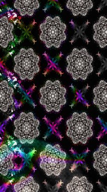 Raster illüstrasyonundaki çiçek desenli çizim. Siyah renkte çiçekler.