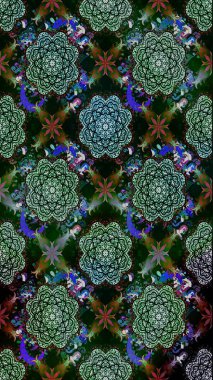 Arkaplan dokusu, duvar kağıdı, çiçek temalı siyah renkler. Soyut etnik raster çizim kalıbı. Kabile sanatı boho baskısı, klasik çiçek arkaplanı.