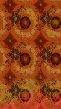 Raster deseni. Bahar çiçekleriyle desen dalla, kahverengi renklerle çiçek siluetiyle.