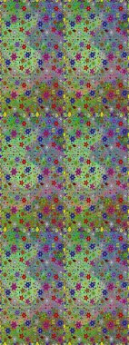 Çiçeksiz desenli, suluboya elle çizilmiş elementler. Parlak renkli fantezi çiçekleri, yapraklar, yeşil ve nötr renklerde tomurcuklar yeşil ve nötr.