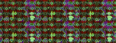 Patlayan çiçekler soyut olarak yerleştirilmiş. Raster illüstrasyonu. Raster deseni. Yumuşak, yeşil renkte bahar çiçekleri.