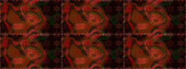 Elle boyanmış suluboya, dikişsiz çiçekler ve bitkiler. Kahverengi ve siyah renkte çiçekler.