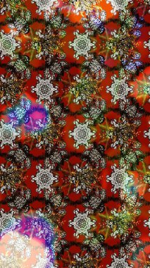 Çiçek ve yapraklı karalama şeklinde Raster çiçek deseni. Raster illüstrasyonu. Yumuşak, bahar çiçekleri kahverengi renklerde.