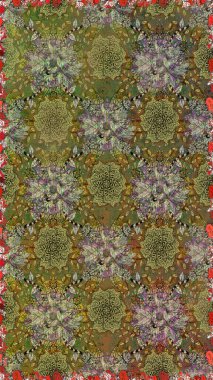 Çiçekli, suluboya desenli kusursuz çiçek deseni. Düz Çiçek Elementleri Tasarım Raster illüstrasyonu. Kahverengi renkte çiçekler. Renkli Bahar Teması Özelliksiz Arkaplan.