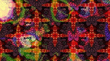 Renkli Bahar Teması eskiz kalıbı. Eskiz klasiği. Düz Çiçek Elementleri Tasarımı. Raster Şirin kumaş deseni.