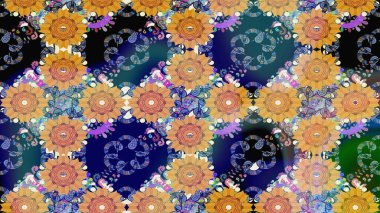 Eskiz modeli etnik tasarım. Çiçekleri, deniz kabukları, mandalaları ve suluboya efektleriyle donanma geçmişi. Yatak çarşafları, ceket, paket tasarımı, kumaş ve moda kavramları için tekstil baskısı.