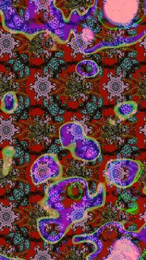 Raster deseni. Süslü kumaş deseni. Çiçekli çiçek deseni, suluboya..