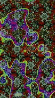 Suluboya çiçekli çiçek deseni. Raster illüstrasyonu. Yeşil renkte güzel tekstil.