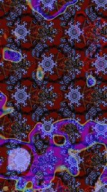 Robot resim. Raster illüstrasyonu. Şirin çiçek elementleri. Kahverengi renkte çiçekler.