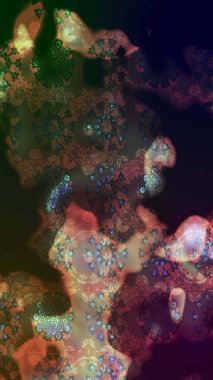 Suluboya elle çizilmiş çiçek desenli eskiz deseni. Parlak renkli fantezi çiçekleri, yapraklar, kahverengi renkli tomurcuklar, kahverengi.