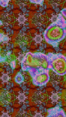 Suluboya çizim kalıbı. Çiçekler suluboya tarzında kahverengi renkte. Çiçek izi.