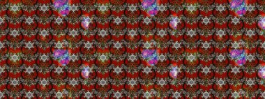 Şirin çiçekli eskiz deseni ve kahverengi renkli yapraklar, suluboya çiçek deseni, duvar kağıdı, kart veya kumaş için fayanslı. Raster illüstrasyonu.