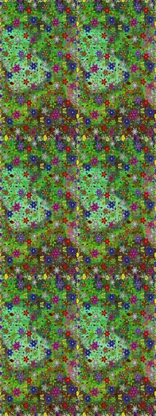 Çiçekli karalama şeklinde Raster çiçek deseni. Yumuşak, bahar çiçekli arka plan. Yeşil ve kahverengi renkte çiçekler.