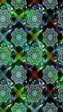 Raster illüstrasyonundaki çiçek desenli çizim. Suluboya tarzında siyah renkte çiçekler.