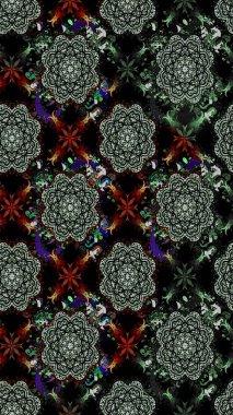 Kumaş desenli papatya çiçeği detayı. Siyah renkte çiçekler.