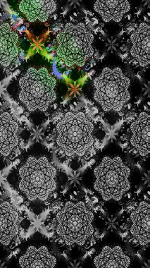 3D çiçekler, eskiz. Raster illüstrasyonu. Gri renklerde.