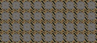 Kusursuz klasik raster altın desenli. Gri, kahverengi ve bej renklerde altın elementlerle kusursuz desen. Raster illüstrasyonu. Klasik klasik klasik arka plan. Geleneksel oryantasyon süsü.