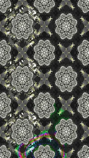 Parlak çiçekli kolaj çiçekleri gridir. Çiçekli zambakların eskiz geçmişi. Çiçek tasarımı için inanılmaz kolaj cennet tarzı..