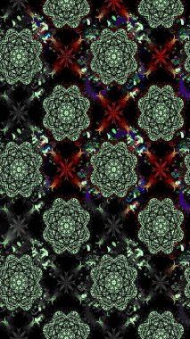 Parlak renkli çiçekli ve siyah yapraklı harika bir çiçek deseni. Moda baskıları için zarif bir şablon. Modern çiçek arkaplanı. Halk stili.