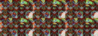 Şirin çiçekli eskiz deseni ve kahverengi renkli yapraklar, suluboya çiçek deseni, duvar kağıdı, kart veya kumaş için fayanslı. Raster illüstrasyonu.