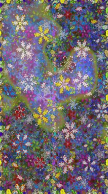 Çiçek süsü ile kusursuz desen. Raster illüstrasyonu. Mavi renkte çiçekler.