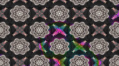 El çizimi çiçek unsurları olan soyut çizim raster deseni. Gri üzerine gri. 1950-1960 motifleri. Retro tekstil tasarım koleksiyonu. Çiçekli ipek eşarp..