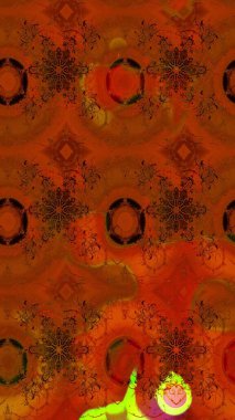 Düz Çiçek Elementleri Tasarımı. Renkli Bahar Teması eskiz kalıbı. Kahverengi renkli çiçekler. Raster illüstrasyonunda çiçek deseni çizimi.