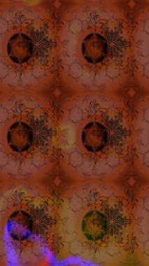 Raster illüstrasyonu. Çiçek ve yapraklı karalama şeklinde Raster çiçek deseni. Yumuşak, bahar çiçekleri kahverengi renklerde.