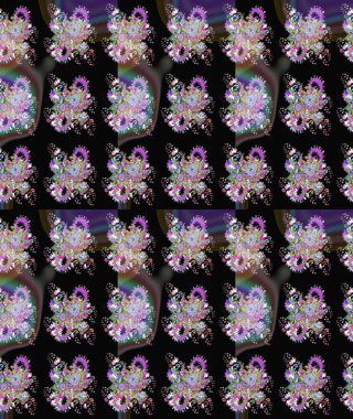 Güzel karalamalı çiçek desenli çizim. Güzel kumaş deseni. Küçük çiçekteki sevimli çiçek deseni. Raster illüstrasyonu.