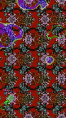 Modern, kırmızı raster arka plan duvar kağıdı çizimi, klasik çizgili desenli desenli çiçekler, çiçekli süsler. Çiçekli el çizimi çizimi deseni.