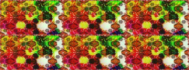 Çiçek deseni. Kırmızı ve kahverengi renklerde çiçeksiz. Raster illüstrasyonu. Şatafatlı bahar bahçesi dokusu. Kırmızı ve kahverengi renkte çiçekler.