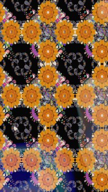 Moda baskısı, albüm, ambalaj kağıdı ve duvar kağıdı için zarif dekoratif süslemeler. Küçük çiçekli basit bir çiçek çizimi. Raster illüstrasyonu. Siyah renkte şirin çiçekler..