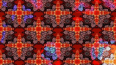 Güzel kumaş deseni. Raster illüstrasyonundaki çiçek desenli çizim. Düz Çiçek Elementleri Tasarımı. Renkli Bahar Teması çizim şablonu.