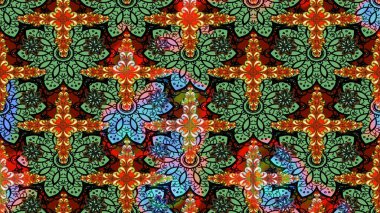 Küçük çiçekli yay deseni çiz. Suluboya tarzında yeşil renkte. Raster illüstrasyonu.